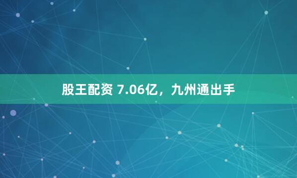 股王配资 7.06亿，九州通出手